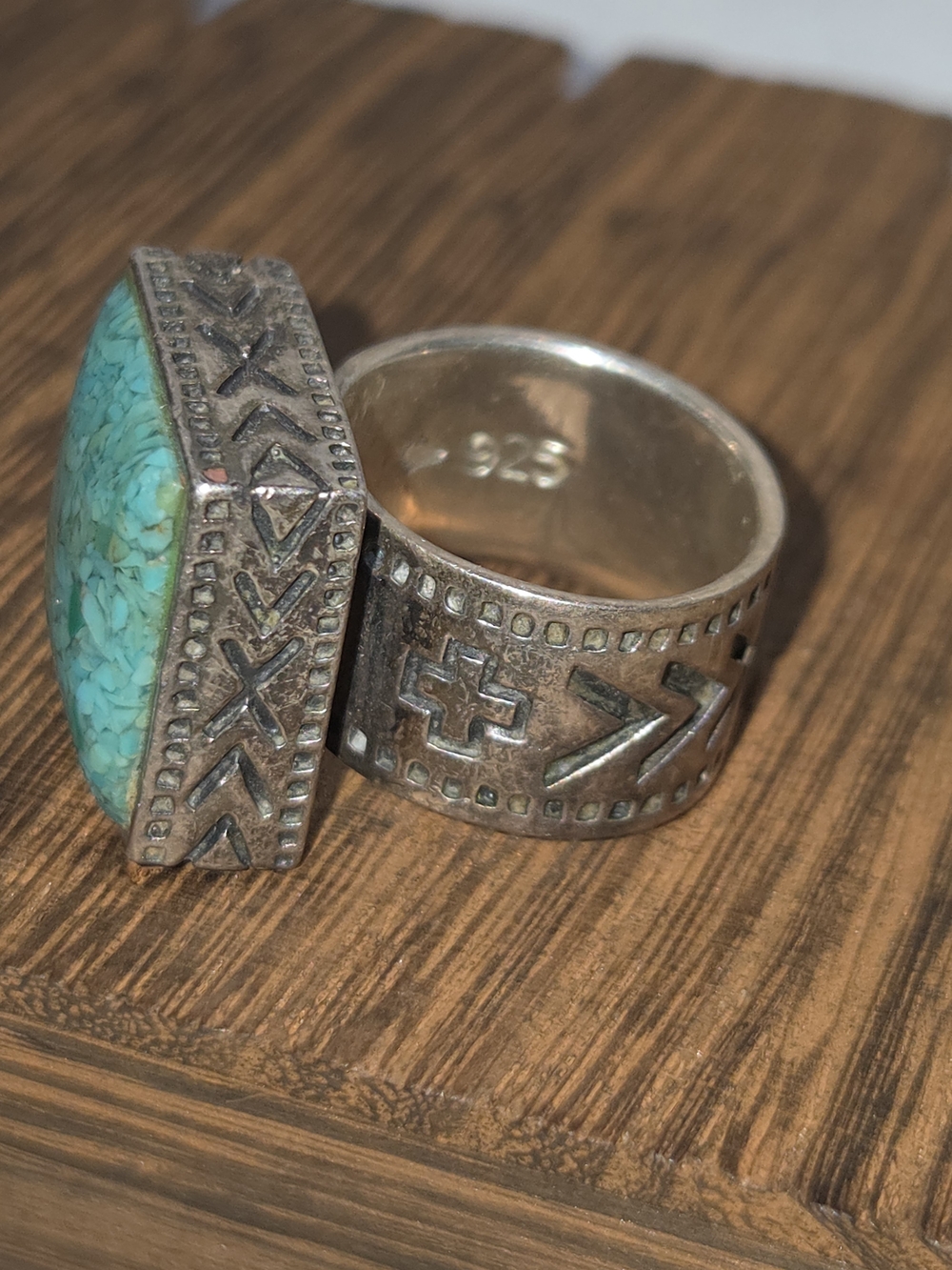 Silpada Vintage Turquoise Mosaic Sterling Silver 925 Statement Ring - Turquoise - Picture 4 of 12